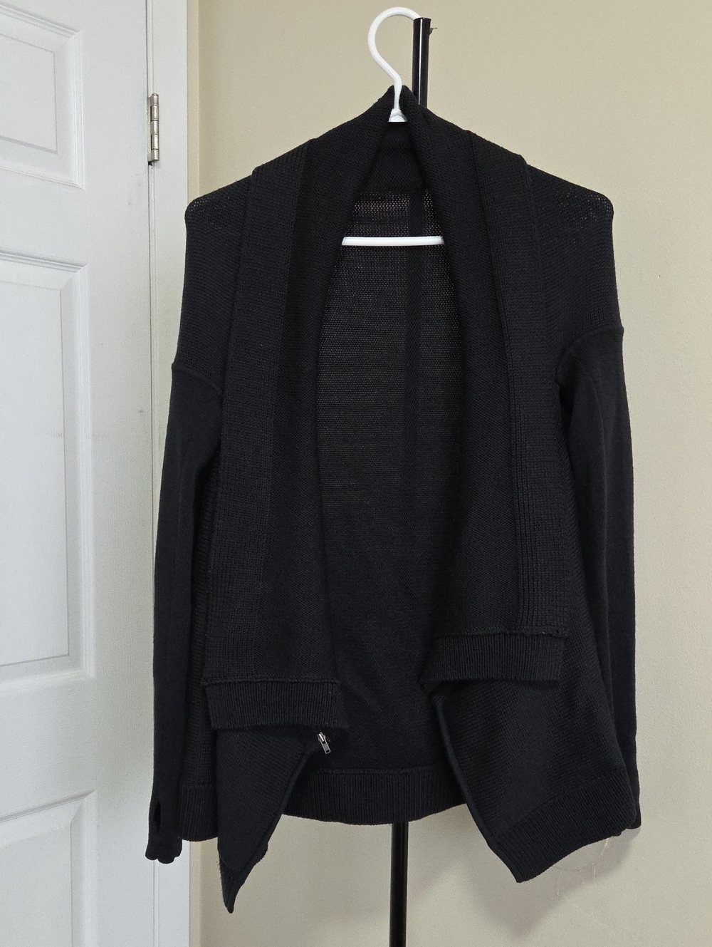 Lululemon Wrap It Up Merino Wool Open-Front Black Sweater Cardigan